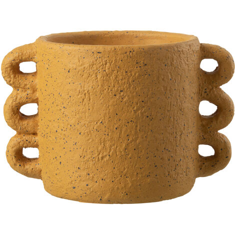 Cache-pot en céramique ocre jaune
