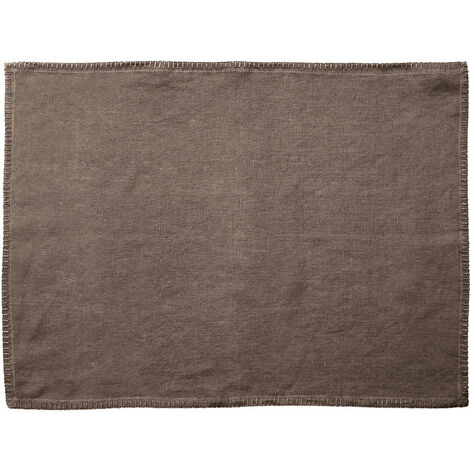 Ensemble de 6 sets de table en lin lavé Romance - Tabac (1/2)