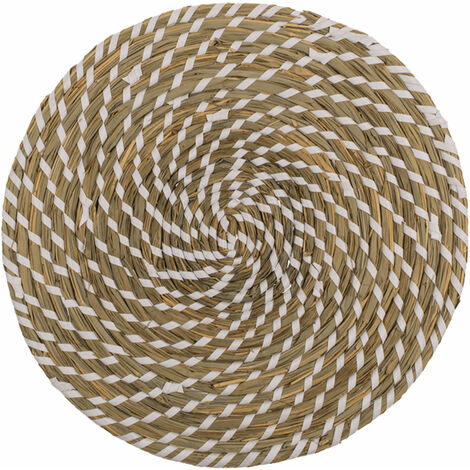 Set de table rond en paille - finitions blanches (1/3)