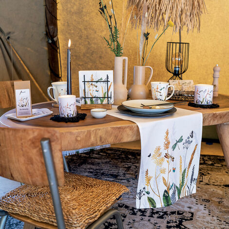 Chemin de table en coton libellules 40 x 150 cm