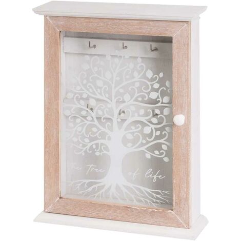 Boîte à clefs Arbre de vie en bois patiné et vieilli
