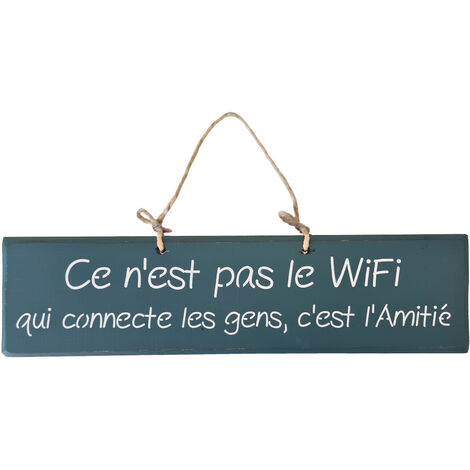 Plaque décorative en bois bleue canard - Ce n'est pas le wifi (1/2)