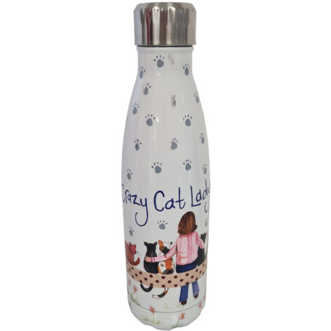 Bouteille isotherme en inox Crazy Cat Lady par Alex Clark