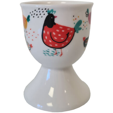 Coquetier blanc en céramique motif Poules (1/2)