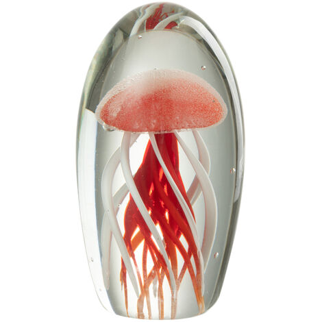Grand presse-papier méduse rouge en verre 16 cm (1/2)