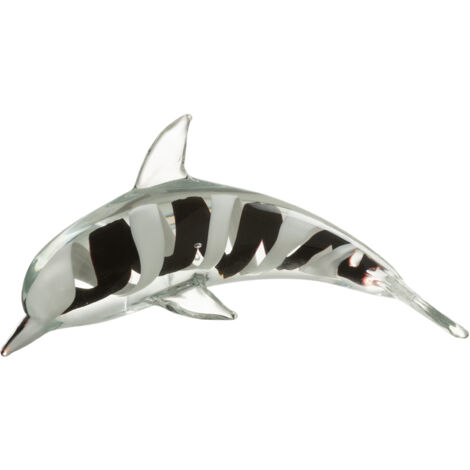 Presse-papier dauphin en verre 23 cm - noir et blanc (1/3)