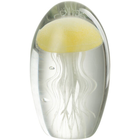 Presse-papier méduse jaune en verre 13 cm (1/2)