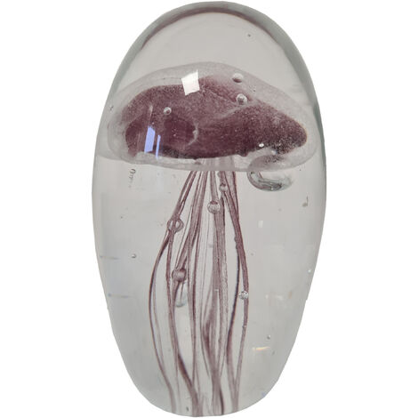 Presse-papier en verre aubergine 8 cm – Design méduse – Élégant pour bureau et décoration intérieure – Accessoire artistique