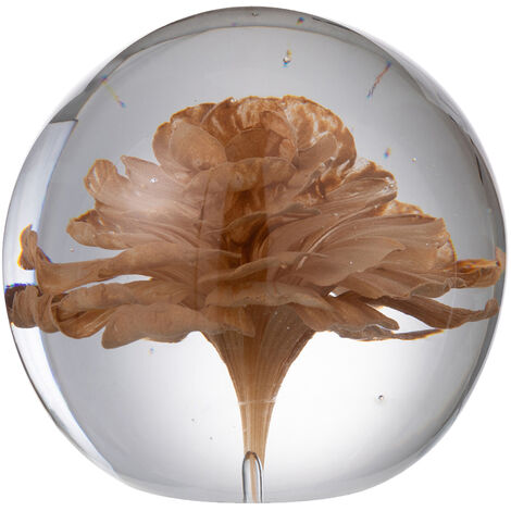 Presse-papier sulfure fleur en verre 10 cm (1/3)