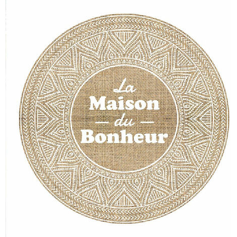 Set de table rond en toile de jute maison du bonheur (1/2)