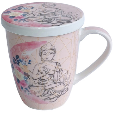 Tisanière en porcelaine rose avec infuseur Bouddha
