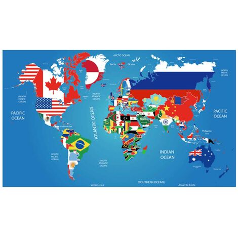 Décoration murale mappemonde à gratter – Papier 52 x 88 cm – Découverte des drapeaux en grattant – Pour passionnés de voyages – Out Of The Blue