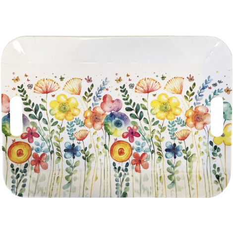 Grand Plateau Rectangulaire Noël Mélamine – 46,5 X 32,5 Cm – Déco Festive Rouge Blanc Vert