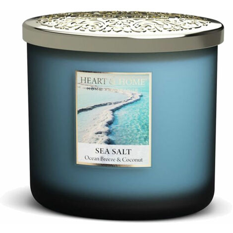 Bougie ellipse 2 mèches Heart and Home sels marins (1/2)