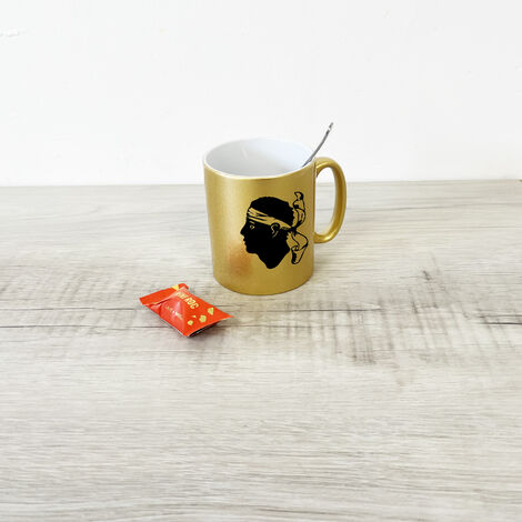 Mug Céramique Corse Doré Par Cbkreation - Tasse Collector Pailletée