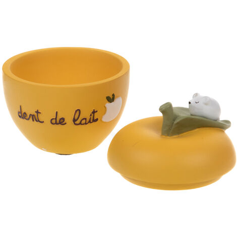 Petite boite à dents de lait en résine en forme de pomme jaune (1/2)