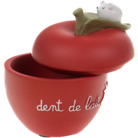 Petite boite à dents de lait en résine en forme de pomme rouge (1/3)