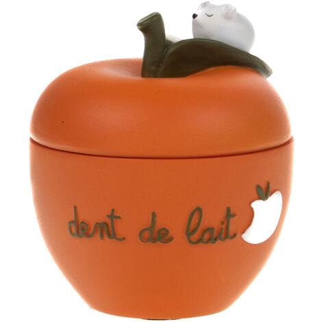 Petite boite à dents de lait en résine en forme de pomme orange (1/3)