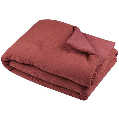 Plaid en double gaze de coton 125 x 150 cm - Terracotta