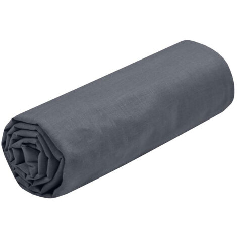 Drap housse en coton couleur ardoise 160 x 200 cm (1/4)