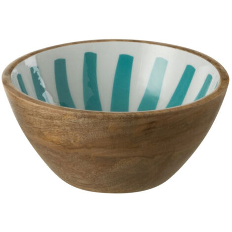 Bol en manguier décoré turquoise et blanc 17 cm (1/3)