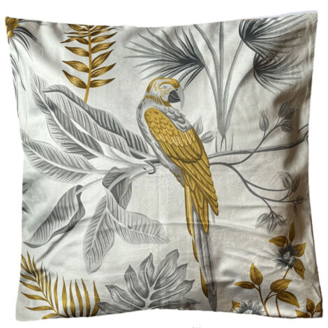 Housse de coussin toucher velours 45 x 45 cm - Perroquet (1/3)