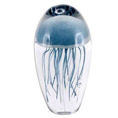 Presse papier sulfure méduse bleue en verre 12 cm (1/2)