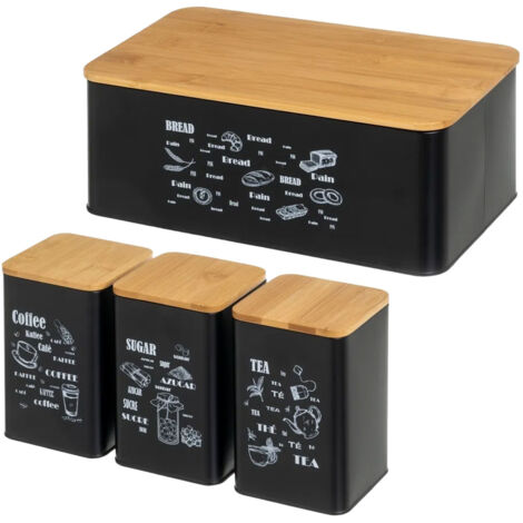 Ensemble de Boites pour la cuisine noir et bois (1/5)