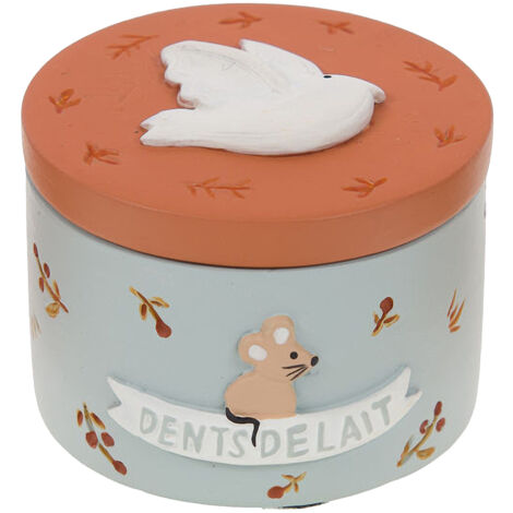 Boite à dents de lait Gris bleu en résine oiseau (1/3)