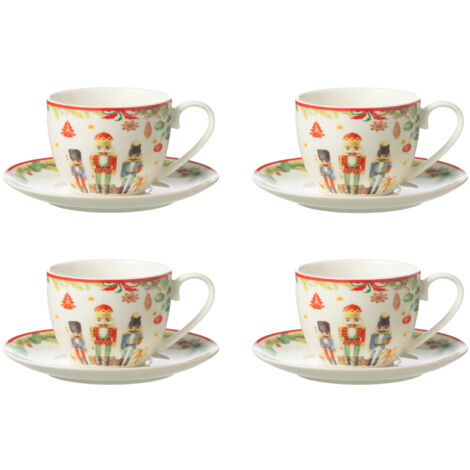 Coffret de 4 tasses à thé avec sous tasse casse noisette