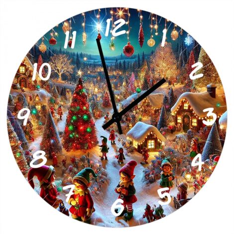 Horloge lutins de Noël en verre 29 cm (1/2)