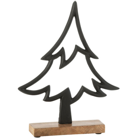 Décoration en forme de sapin en métal et bois Noir 22x22x12 cm (1/2)
