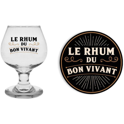 Coffret Le Rhum du Bon Vivant – Verre à rhum élégant – Dessous de verre en liège – Dimensions 13x20,5x7,5cm – Sud Trading (1/3)