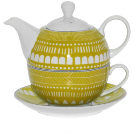 Théière égoïste blanche et anis en porcelaine 0.25 l
