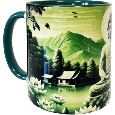 Mug vert sapin en céramique sagesse de bouddha - CBKreation (1/3)