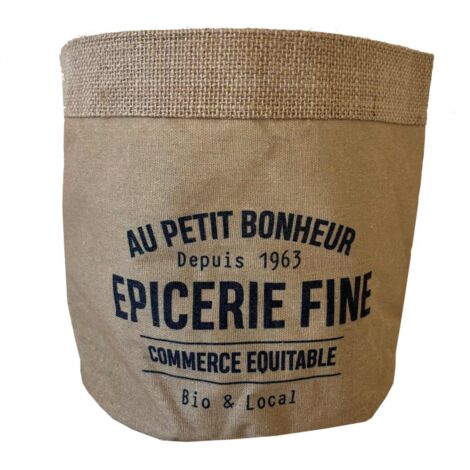 Cache-pot en jute modèle Épicerie fine 18 cm (1/2)