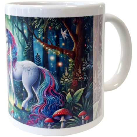 Mug en Céramique Blanche Licorne et Forêt Enchantée (1/3)