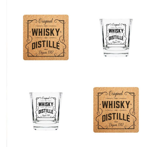 Coffret Whisky 2 Verres et 2 Dessous de Verre (1/3)
