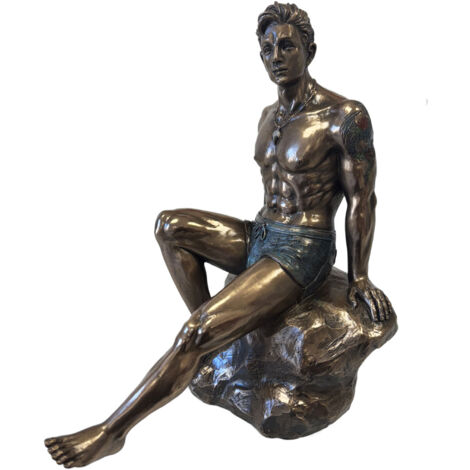 Statuette Véronèse Résine – Homme Nu Assis 17 Cm Bronze