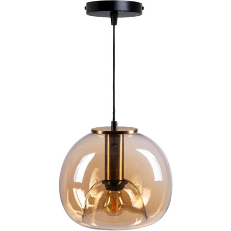 Lustre en verre beige doré (1/2)