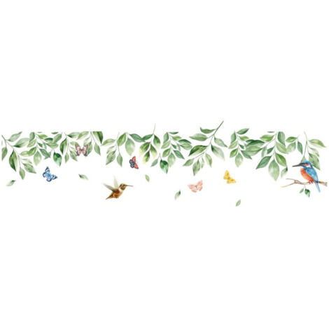 Autocollant mural feuillage, oiseaux et papillons (1/2)