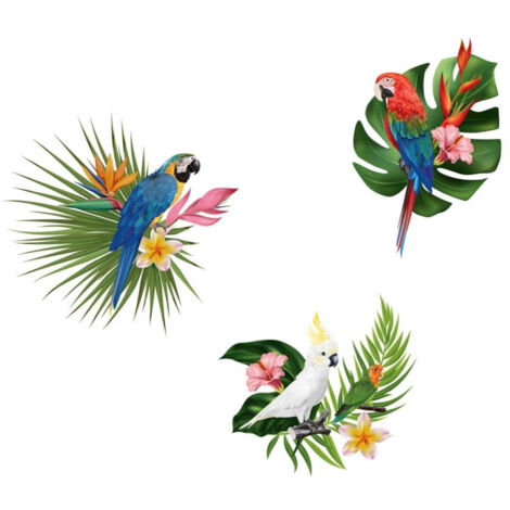 Autocollant mural perroquets exotiques (1/2)
