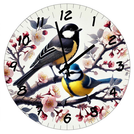 Horloge en verre oiseaux 29 cm (1/2)