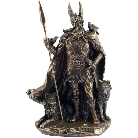 Statuette en polyrésine Odin et ses loups Geri et Freki (1/5)
