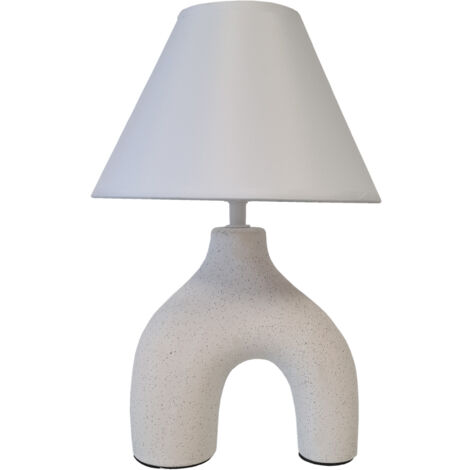 Lampe en céramique beige et blanche 33.5 cm (1/2)