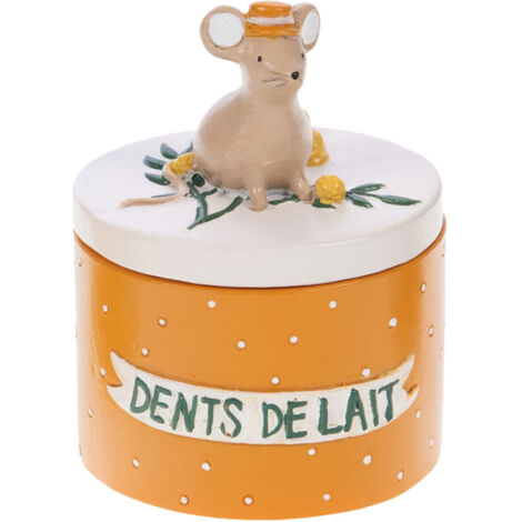 Petite boîte à dents de lait souris et mimosa orange (1/2)