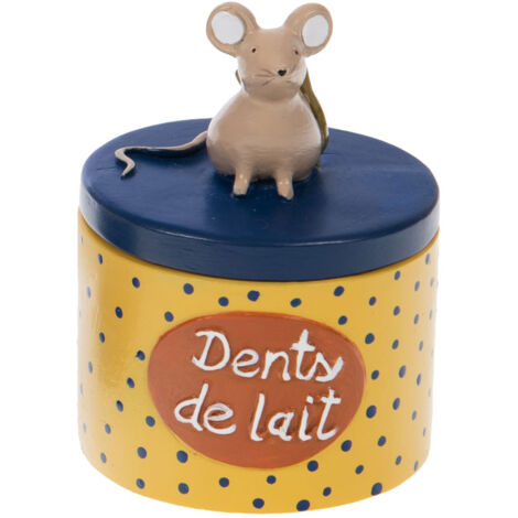 Petite boîte à dents de lait souris bleu et jaune (1/2)