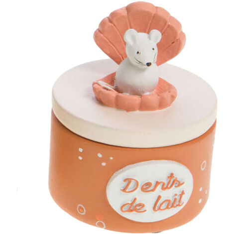 Petite boîte à dents de lait souris dans un coquillage - ocre (1/2)