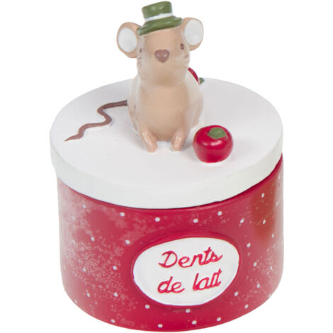 Petite boîte à dents de lait souris et pomme rouge (1/2)