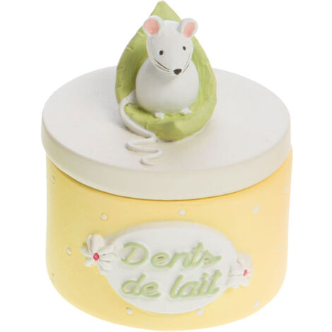 Petite boîte en résine à dents de lait jaune souris (1/3)